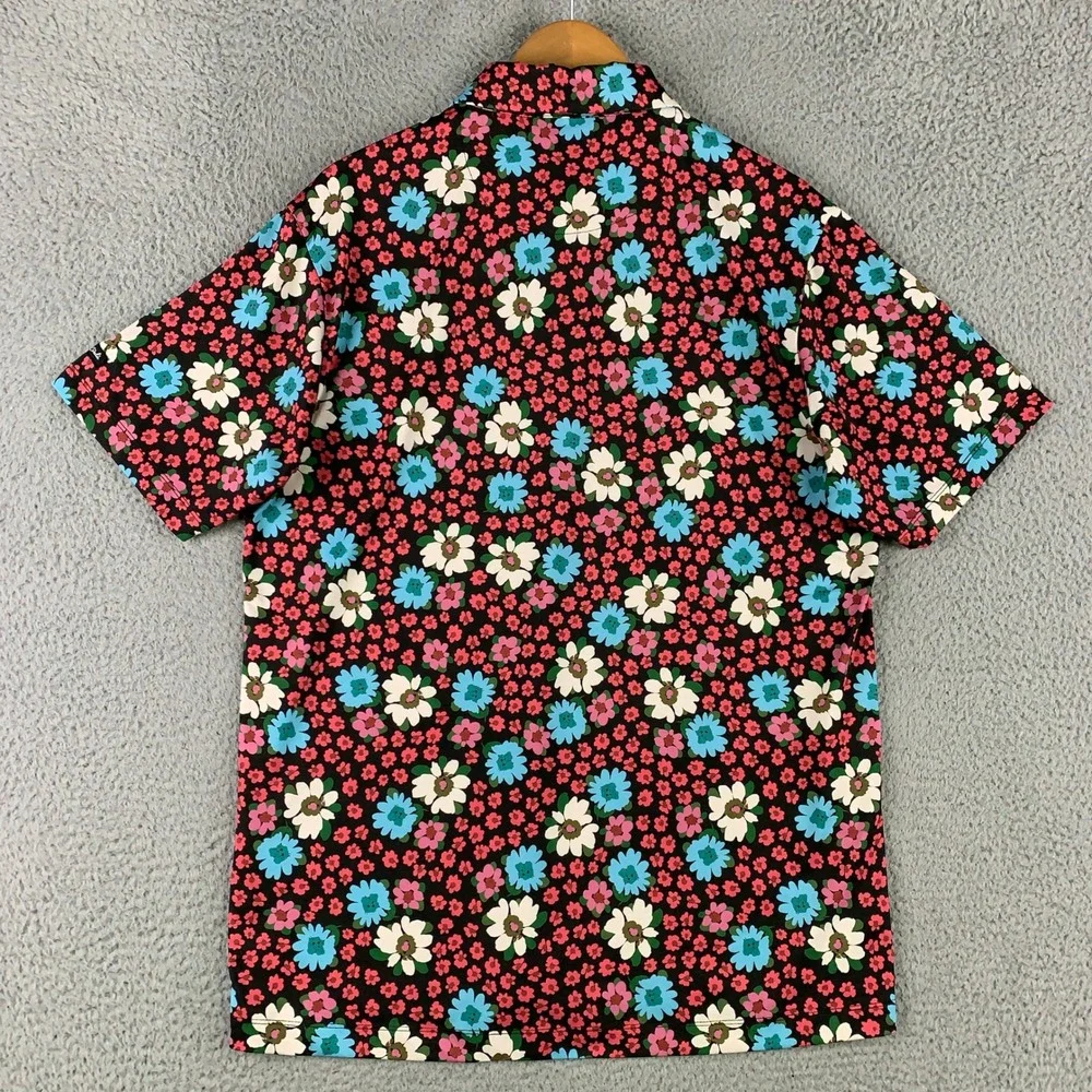 Bad Birdie Flower Power Golf Polo Shirt Men's Large Multi Floral Performance Top - Picture 4 of 10
